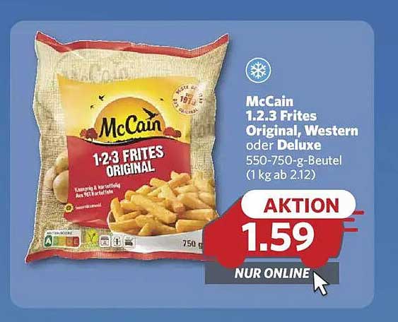 McCain 1.2.3 Frites Original, Western oder Deluxe 750 g