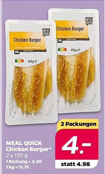 MEAL QUICK Chicken Burger 2 x 170 g