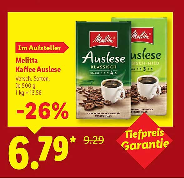Melitta Kaffee Auslese - Verschiedene Sorten