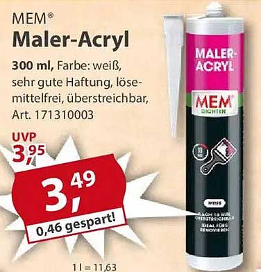 MEM Maler-Acryl 300 ml - vielseitig einsetzbar!