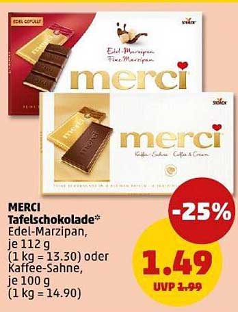MERCI Tafelschokolade - Edel-Marzipan und Kaffee-Sahne