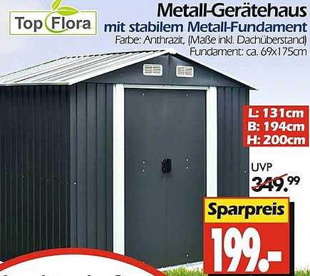 Metall-Gerätehaus mit stabilem Metall-Fundament