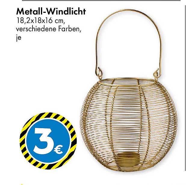 Metall-Windlicht 18,2x18x16 cm, verschiedene Farben, je