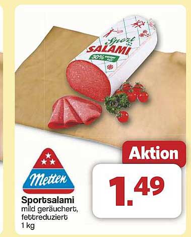 Metten Sportsalami - Mild geräuchert, fettreduziert 1 kg