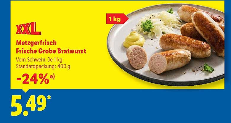 Metzgerfrisch Frische Grobe Bratwurst 1 kg