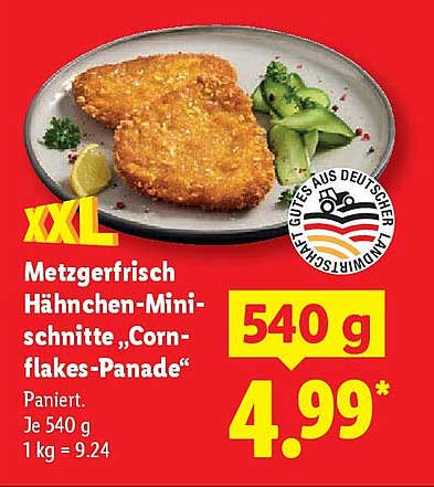Metzgerfrisch Hähnchen-Minischnitte „Cornflakes-Panade“ 540 g
