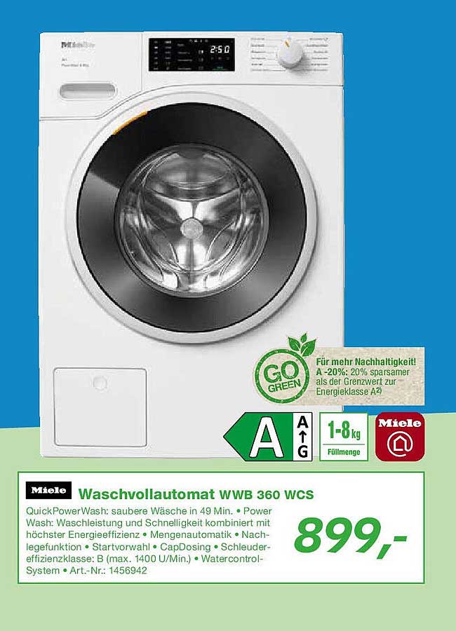 Miele Waschvollautomat WWB 360 WCS – saubere Wäsche in 49 Minuten