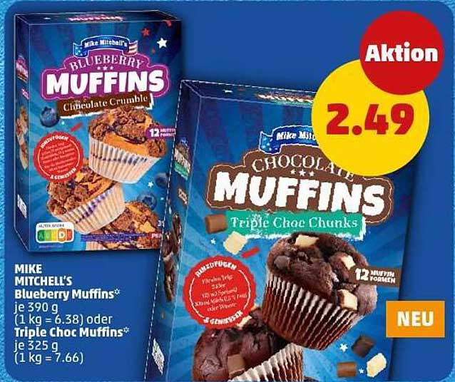 MIKE MITCHELL'S Blueberry Muffins oder Triple Choc Muffins – nur 2,49 €