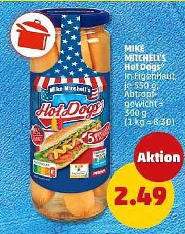 MIKE MITCHELL'S Hot Dogs, 550 g, Abtropfgewicht 300 g