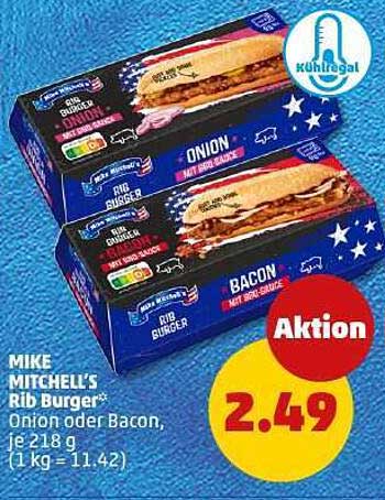 MIKE MITCHELL’S Rib Burger - Onion oder Bacon, je 218 g