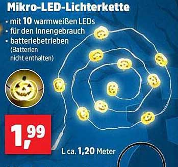 Mikro-LED-Lichterkette mit 10 warmweißen LEDs