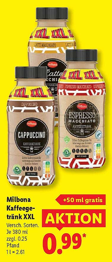 Milbona Kaffeegetränk XXL - Verschiedene Sorten