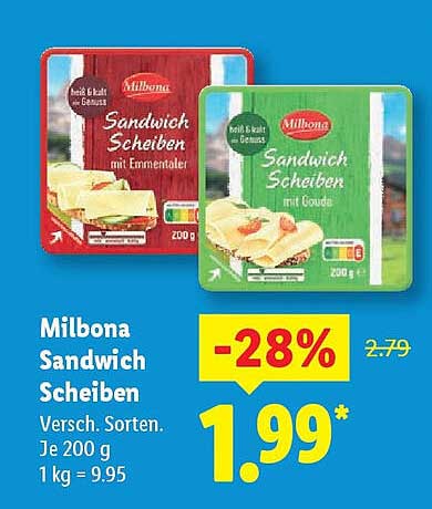 Milbona Sandwich Scheiben 200 g - Verschiedene Sorten