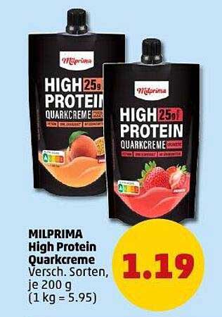 MILPRIMA High Protein Quarkcreme Versch. Sorten, je 200 g