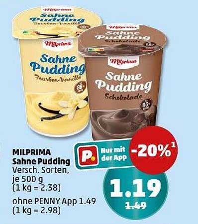 MILPRIMA Sahne Pudding Versch. Sorten, je 500 g