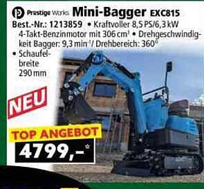 Mini-Bagger EXC815 von Prestige Works – Top Angebot!