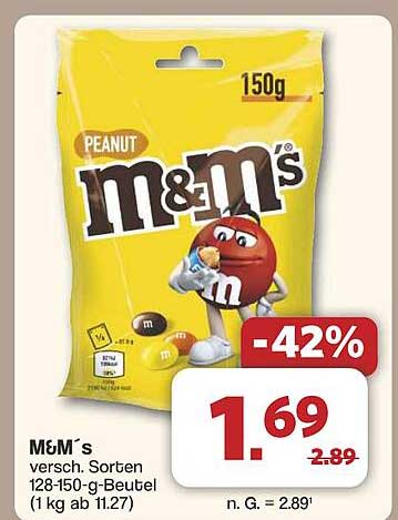 M&M's Peanut 150g Beutel