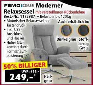 Moderner Relaxsessel mit verstellbaren Rückenlehne