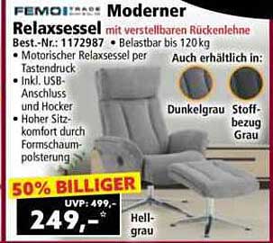Moderner Relaxsessel mit verstellbaren Rückenlehne