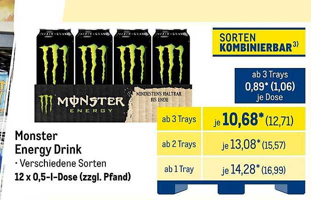 Monster Energy Drink 12 x 0,5 l-Dose (zzgl. Pfand)