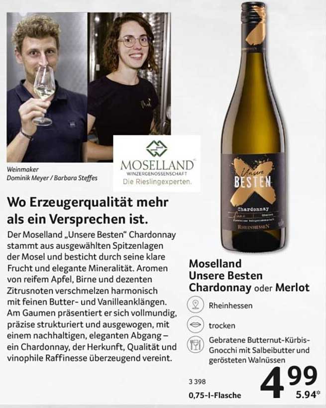 Moselland Unsere Besten Chardonnay oder Merlot