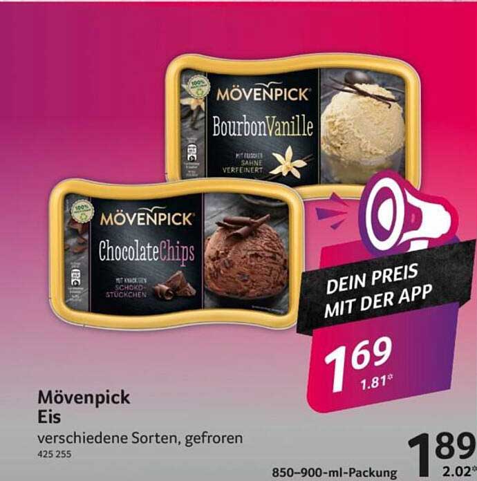 Mövenpick Eis - verschiedene Sorten, gefroren