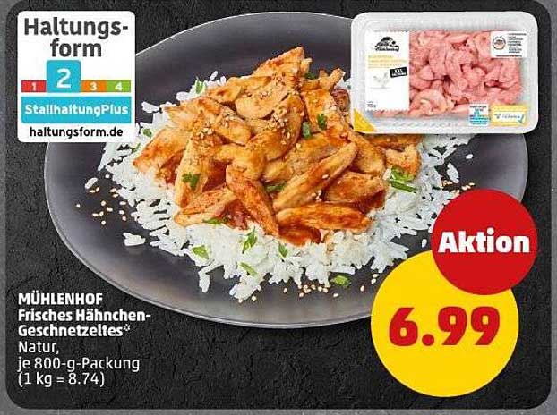 Mühlener Hof Frisches Hähnchen-Geschnetzeltes Natur, je 800-g-Packung