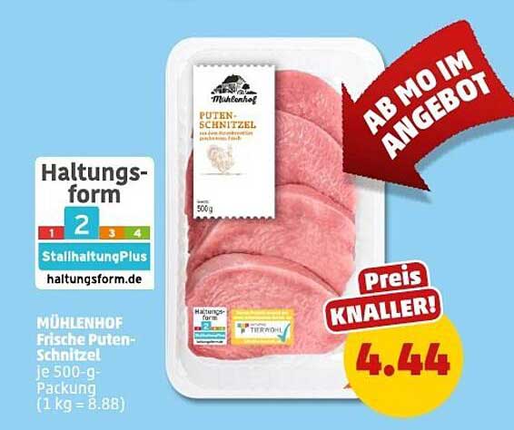MÜHLENHOF Frische Puten-Schnitzel je 500-g-Packung