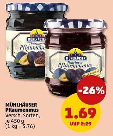 Mühlhäuser Pflaumenmus - Verschiedene Sorten, je 450 g