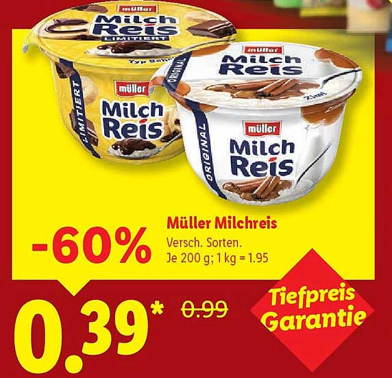 Müller Milchreis - Verschiedene Sorten