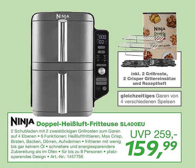 NINJA Doppel-Heißluft-Fritteuse SL400EU