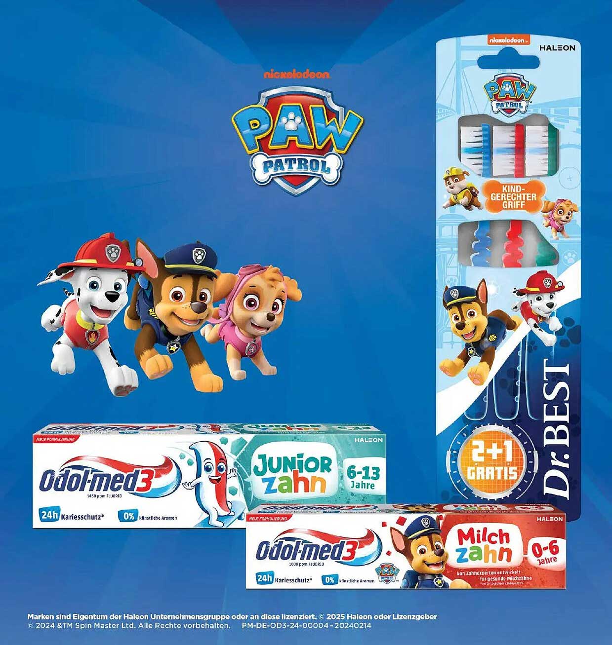 Odol-med3 Zahnpasta mit PAW Patrol – Milchzahn und Junior Zahn