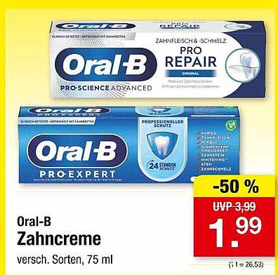 Oral-B Zahnpasta - Verschiedene Sorten, 75 ml