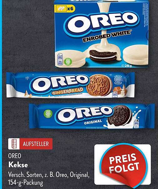 OREO Kekse, Versch. Sorten, z. B. Oreo, Original, 154-g-Packung