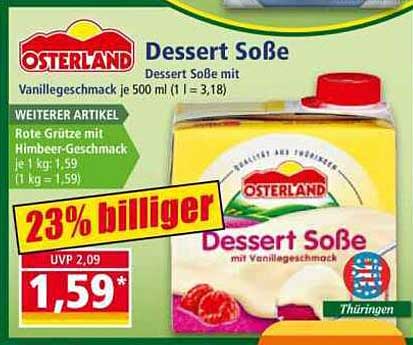 Osterland Dessert Soße mit Vanillegeschmack