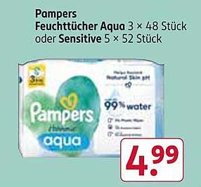 Pampers Feuchttücher Aqua 3 x 48 Stück oder Sensitive 5 x 52 Stück