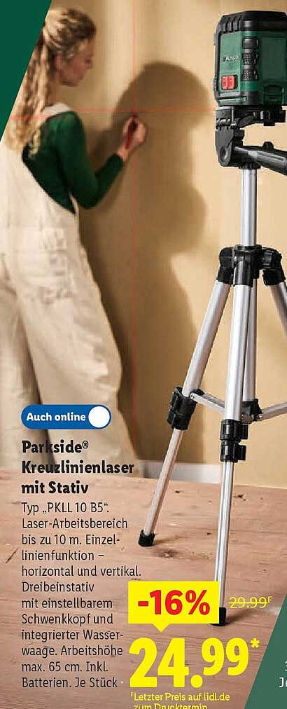 Parkside® Kreuzlinienlaser mit Stativ Typ „PKLL 10 B5“