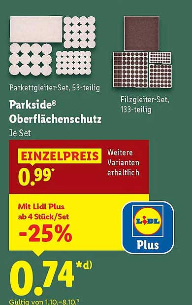 Parkside® Oberflächenschutz - Parkettgleiter-Set (53-teilig) und Filzgleiter-Set (133-teilig)