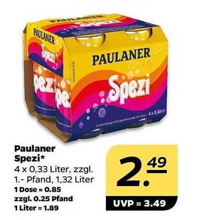 Paulaner Spezi* 4 x 0,33 Liter