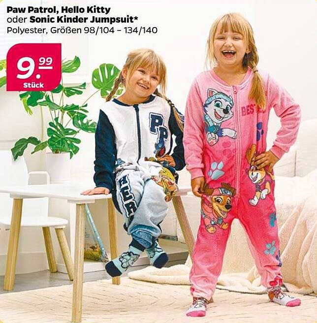 Paw Patrol, Hello Kitty oder Sonic Kinder Jumpsuit