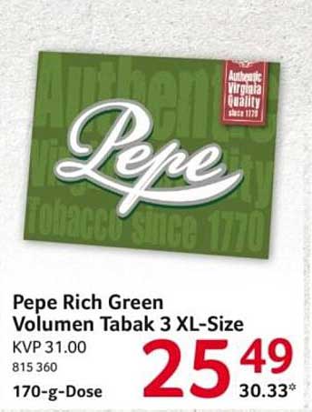 Pepe Rich Green Volumen Tabak 3 XL-Size