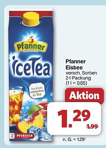 Pfanner Eistee 2l-Packung - verschiedene Sorten