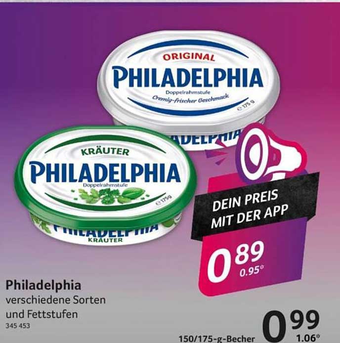 Philadelphia verschiedene Sorten und Fettstufen