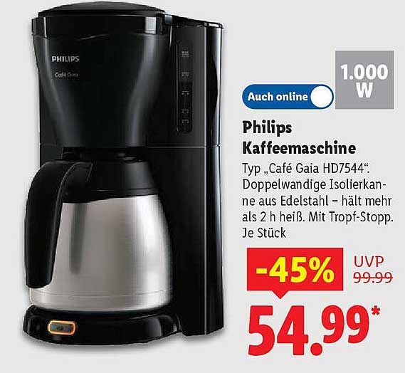 Philips Kaffeemaschine Typ „Café Gaia HD7544“