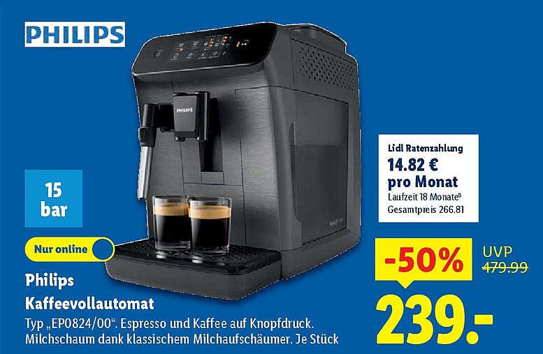 Philips Kaffeevollautomat EP0824/00 - 50% Rabatt!