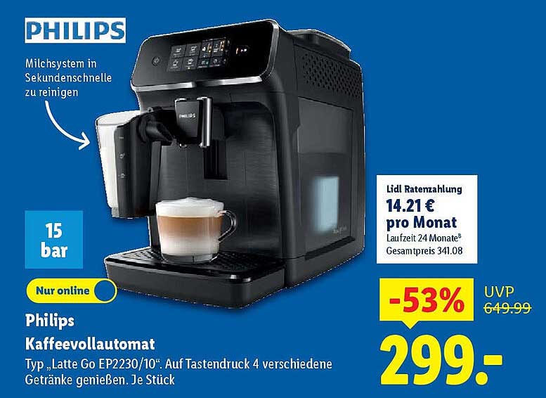 Philips Kaffeevollautomat Typ 'Latte Go EP2230/10'
