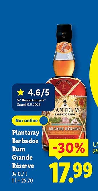 Plantaray Barbados Rum Grande Réserve