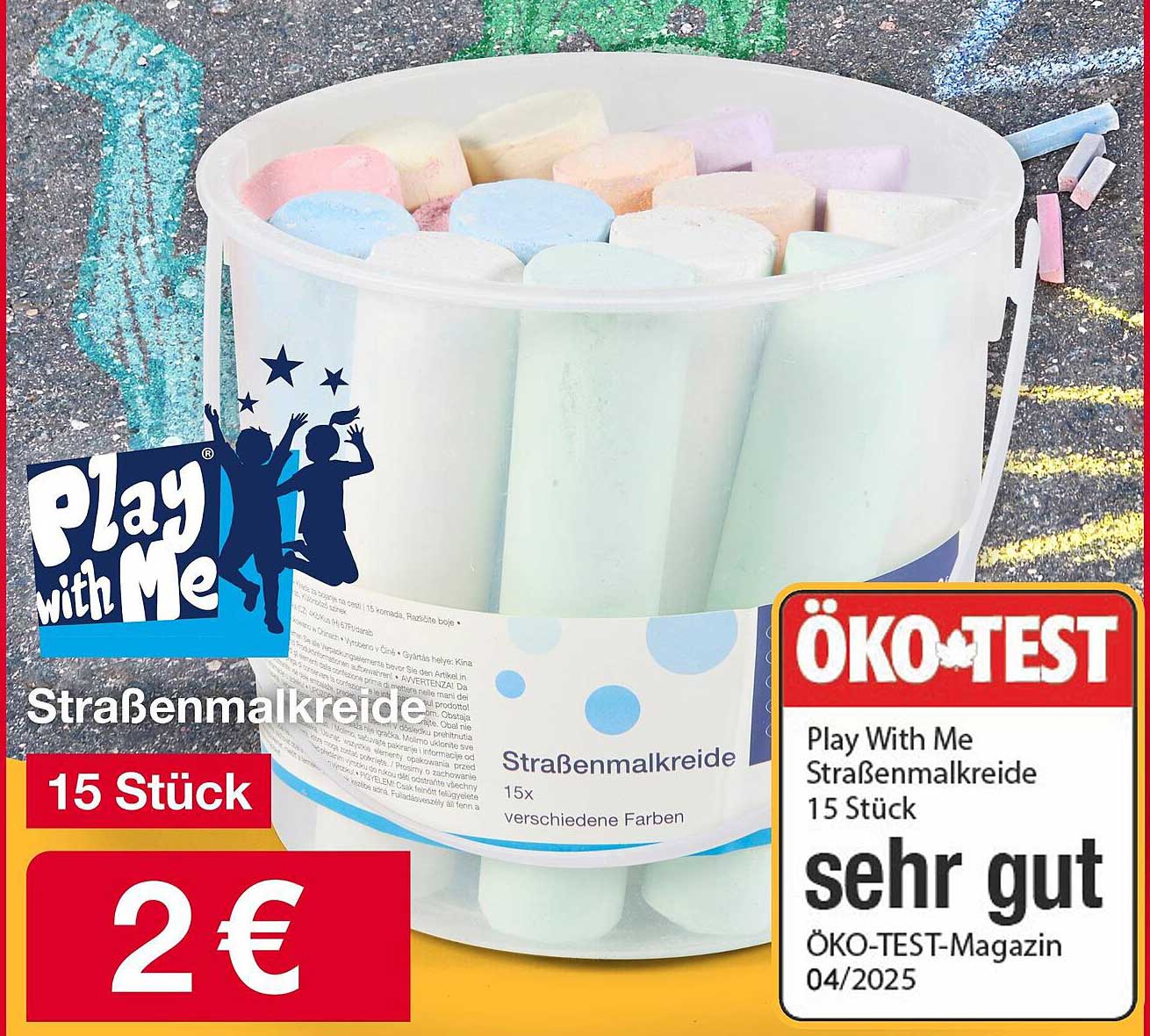 Play with Me Straßenmalkreide 15 Stück für nur 2€