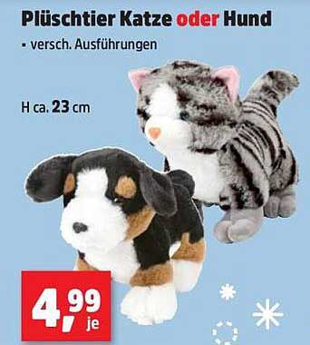 Plüschtier Katze oder Hund - verschiedene Ausführungen
