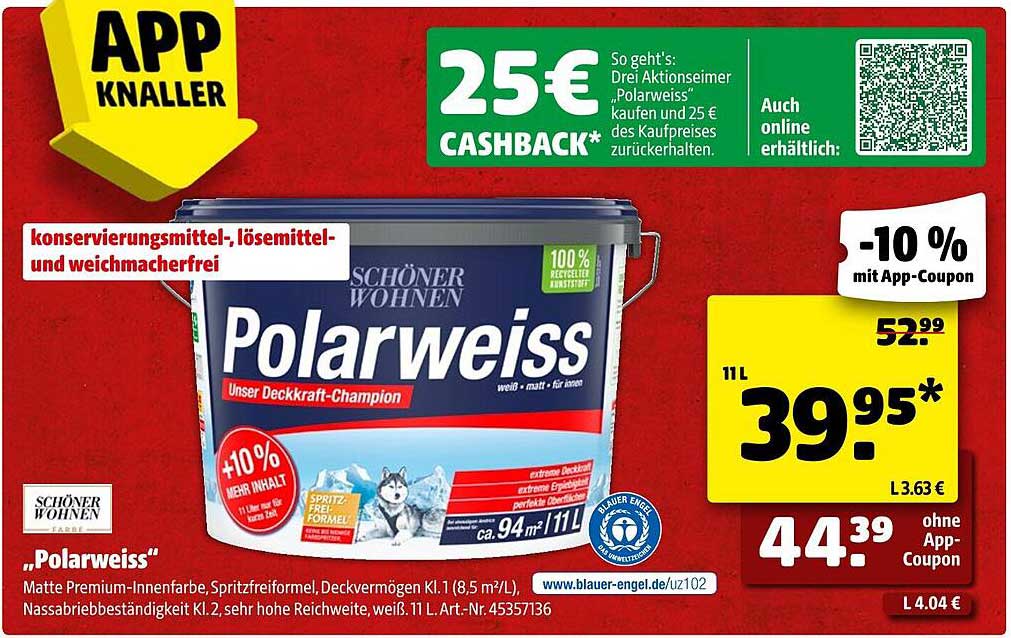 Polarweiss von Schöner Wohnen - Beste Innenfarbe zum Sparpreis!
